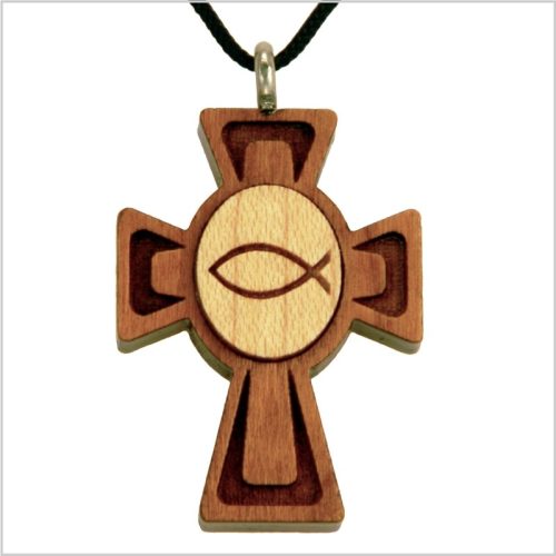 52E - Croix en bois, poisson
