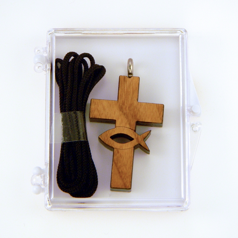 60B- Croix en bois, poisson