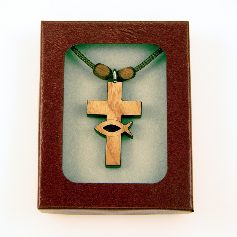 60B- Croix en bois, poisson