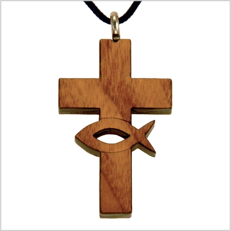 60B- Croix en bois, poisson