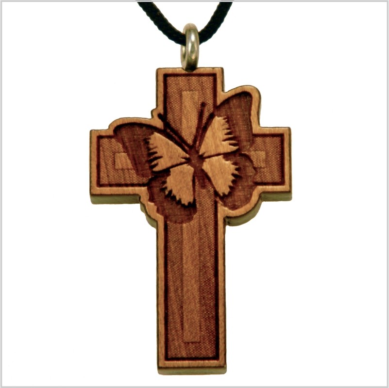 65C - Croix en bois, papillon